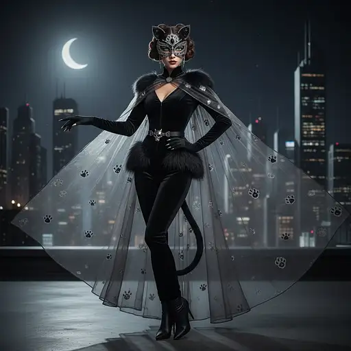 A beautiful model in cat costume