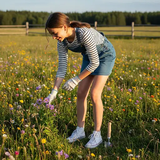 A14 years old girl bend down