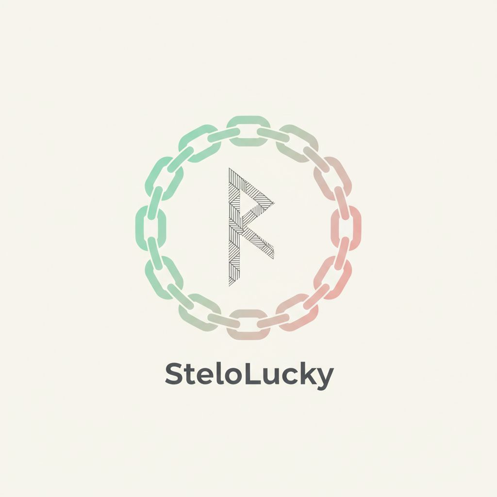 A minimalist, **flat design** logo for an Etsy jewelry shop named 'SteloLucky'. The core design is a perfectly closed circle formed by thick, uniform links (THICK OUTLINE required). **Key modification 1: The links themselves must display a smooth, non-glossy gradient transitioning from solid pastel mint green to solid pale blush pink.** Inside the circle, a stylized luck rune. **Key modification 2: The central rune must be filled with a fine, intricate, geometric texture pattern (e.g., cross-hatching or subtle linen weave).** The logo structure (chain and rune) must occupy approximately 80% of the total frame area. The background must be a dense, flat, light cream color, with no obvious empty space. Clean vector aesthetic. --ar 1:1 --style raw