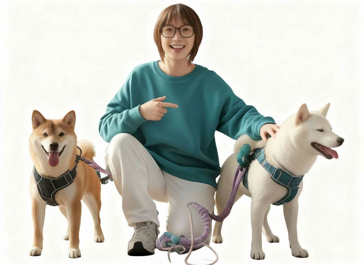 Maintain the main subject: Keep the expressions, actions and positions of the person and dogs in the picture.