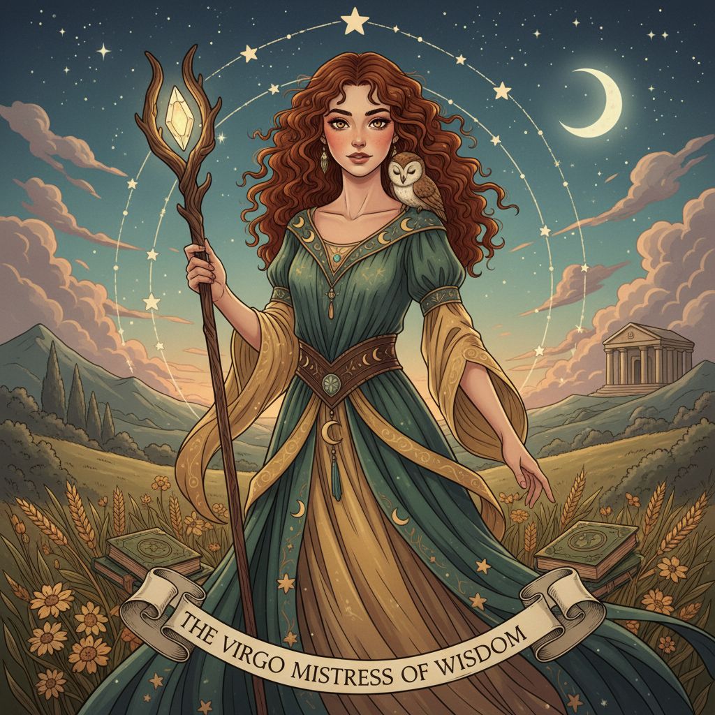 Generate a personality-themed illustration using matching colors and symbols based on zodiac signs or personality types.